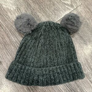 Grey knit bear beanie